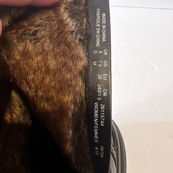 Clarks Leather Water Resistant Ankle Boots w/Faux Fur KEARNS RAMSEY Black - Picture 7 of 9